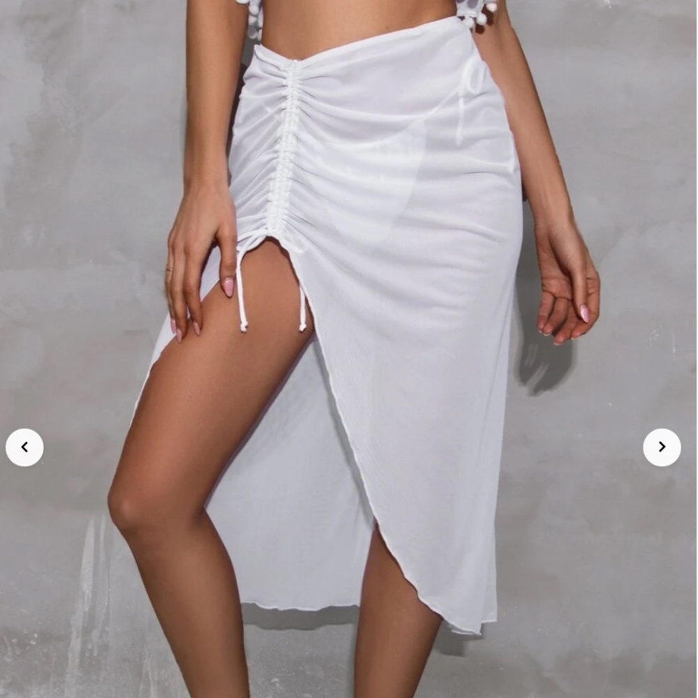 Mesh Drawstring Skirt